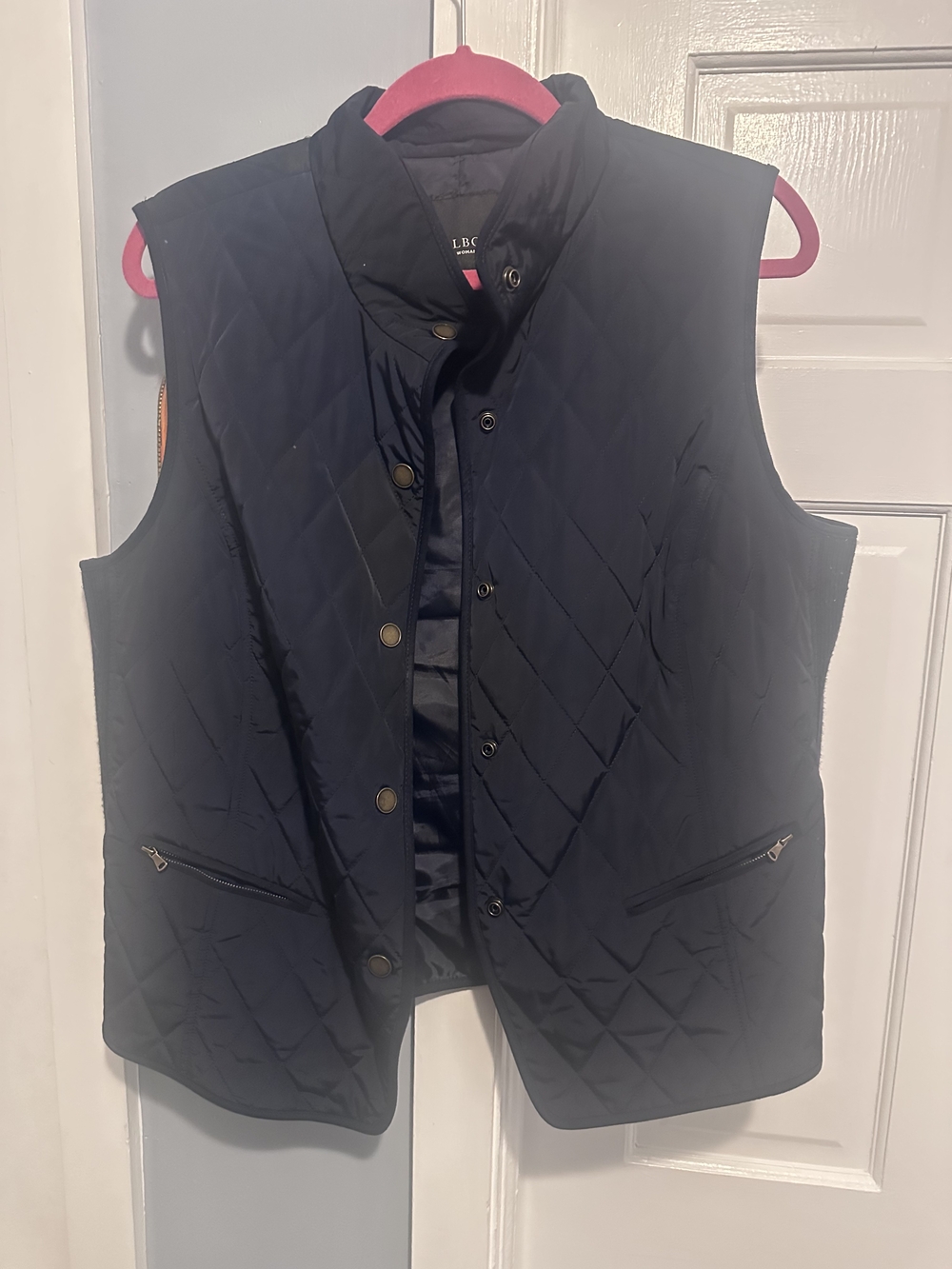Talbots Navy Quilted Vest with Snap Front - 1X